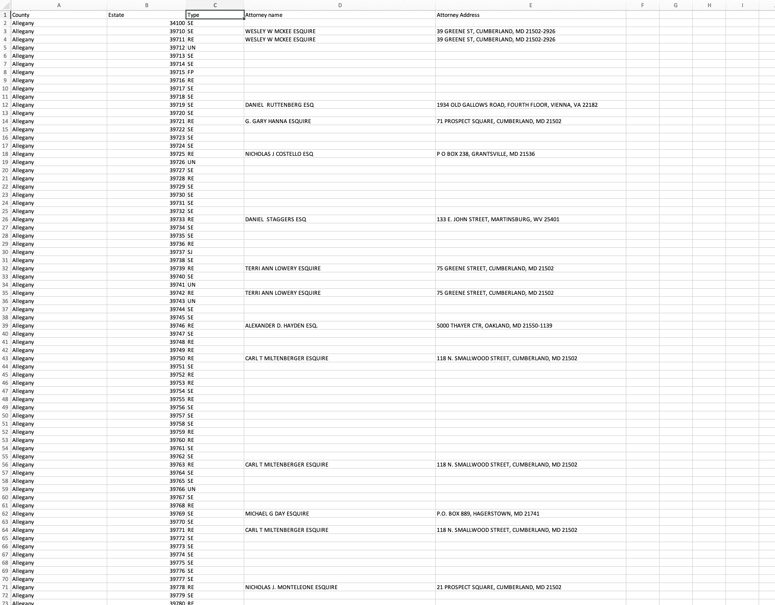 Maryland Register of Wills Scraper — screenshot 5
