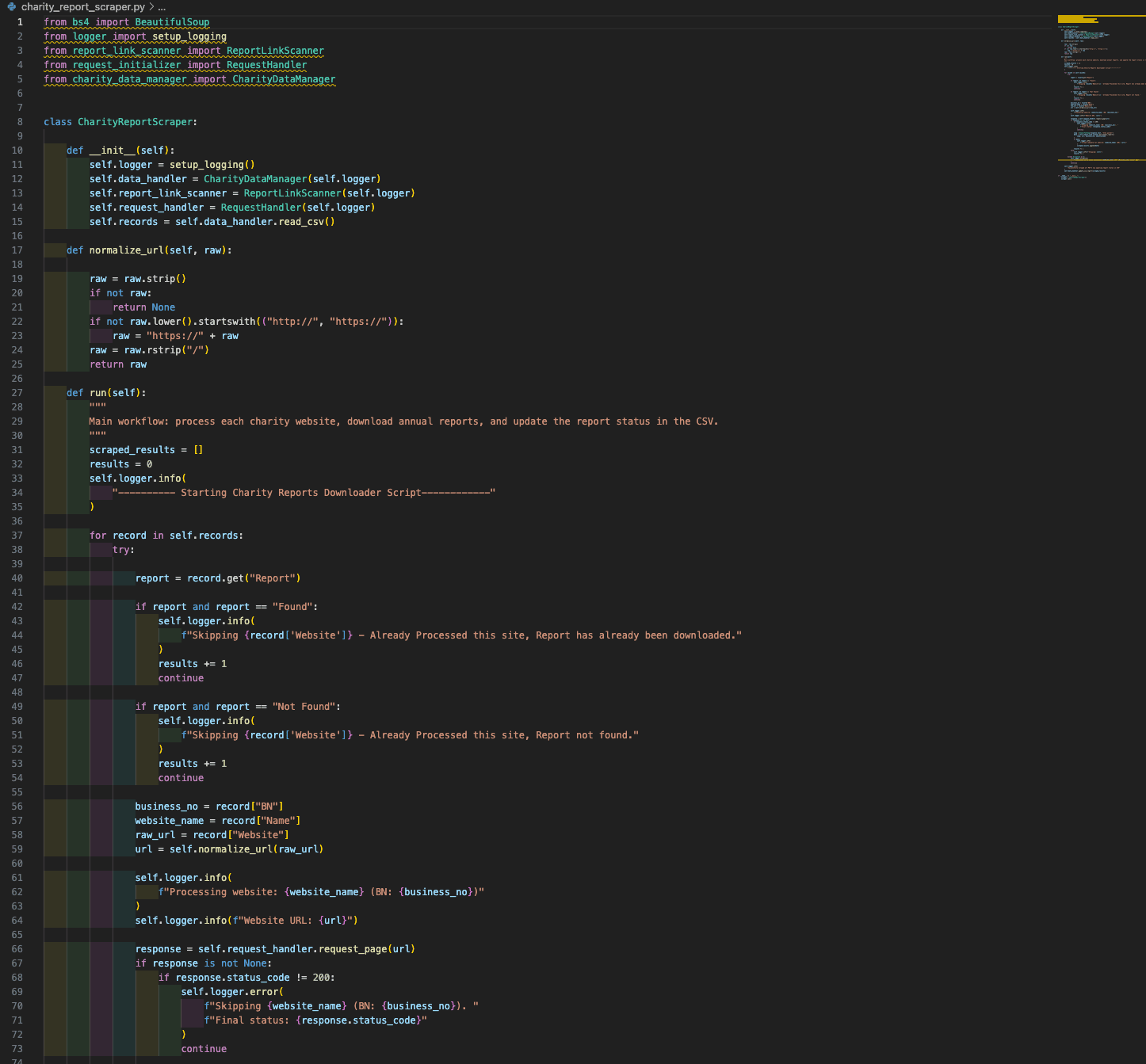 Canadian Charity Annual Report Scraper — screenshot 1